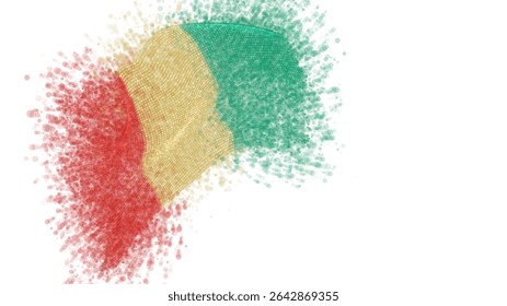 Guinea, vector 3d flag with a splash of paint dots, explosion of colored dots