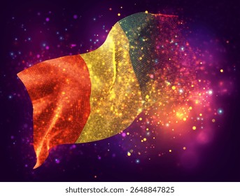 Guinea, vector 3d flag with a splash of paint dots, explosion of colored dots