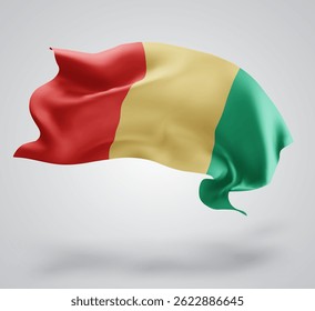 Guinea, vector 3d flag with waves on a white background