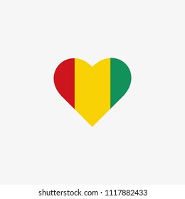 Guinea Vector Flag Inside heart shape graphic element Illustration template design
