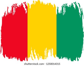 Guinea vector grunge brush stroke with  national flag and contour map.