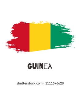 Guinea vector watercolor national country flag icon. Hand drawn illustration with dry brush stains, strokes, spots isolated on white background. Painted grunge style texture for posters, banner design