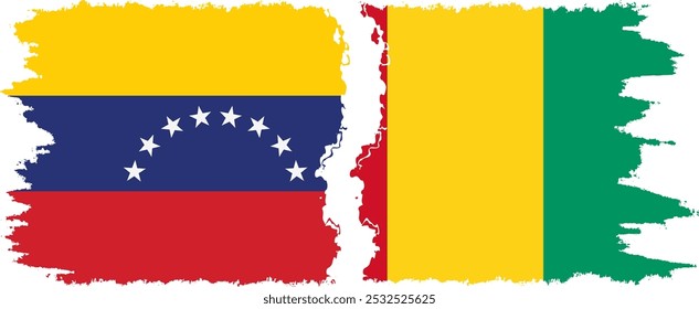 Guinea and Venezuela grunge flags connection, vector