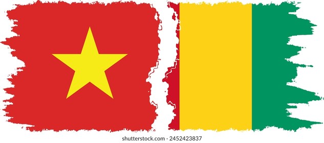 Guinea and Vietnam grunge flags connection, vector