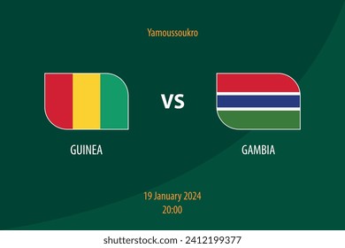 Guinea vs Gambia football scoreboard broadcast template for soccer africa tournament 2023