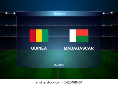 Guinea vs Madagascar football scoreboard broadcast graphic soccer template
