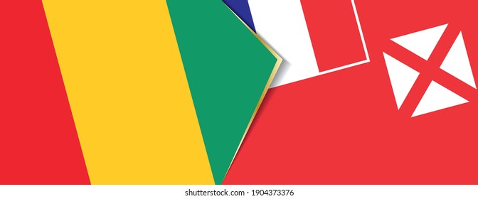 Banderas de Guinea y Wallis y Futuna, dos banderas vectoriales símbolo de relación o enfrentamiento.