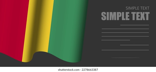 guinea waving flag Grey background,3D guinea flag moving wind blowing,banner ribbon flag on dark background,Horizontal vector flag poster.guinea celebrate Day holiday vacation.
