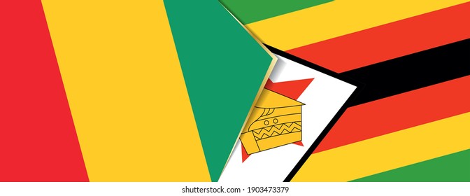 Guinea and Zimbabwe flags, two vector flags symbol of relationship or confrontation.