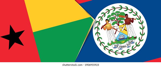 Guinea-Bissau and Belize flags, two vector flags symbol of relationship or confrontation.