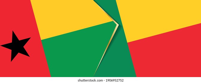 Guinea-Bissau and Benin flags, two vector flags symbol of relationship or confrontation.