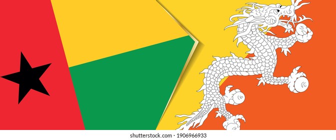 Guinea-Bissau and Bhutan flags, two vector flags symbol of relationship or confrontation.