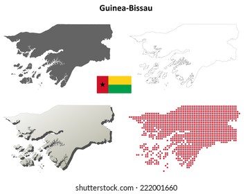 Guinea-Bissau blank detailed outline map set - vector version