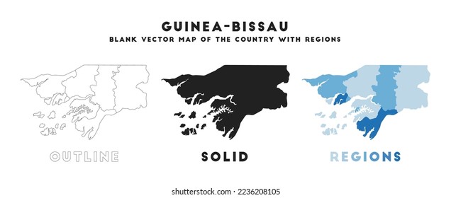 Karte Guinea-Bissau. Grenzen von Guinea-Bissau für Ihre Infografik. Vektorlandform. Vektorgrafik.