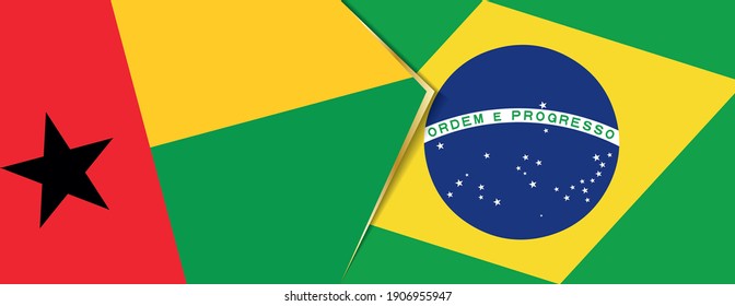 Guinea-Bissau and Brazil flags, two vector flags symbol of relationship or confrontation.