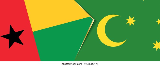 Flaggen Guinea-Bissau und der Cocos-Inseln, zwei Vektorflaggen Symbol für Beziehung oder Konfrontation.