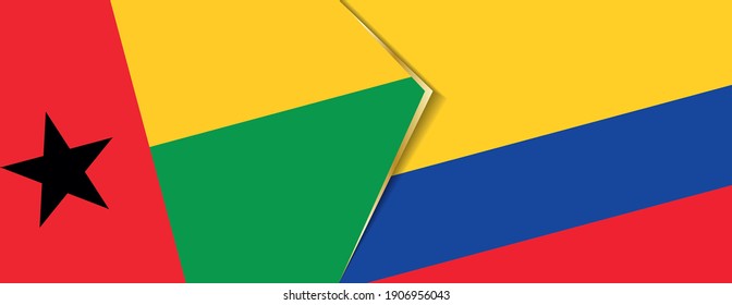 Guinea-Bissau and Colombia flags, two vector flags symbol of relationship or confrontation.