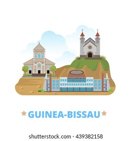 Guinea-Bissau country design template. Flat cartoon style historic sight showplace web site vector illustration. World travel Africa African collection. National People's Assembly Bissau Cathedral.