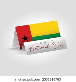 Guinea-Bissau country paper flag standing on the ground. Happy national day flag design.