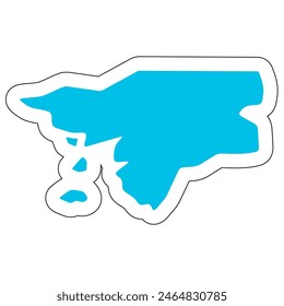 Guinea-Bissau country silhouette. High detailed map. Solid blue vector sticker with white contour isolated on white background.