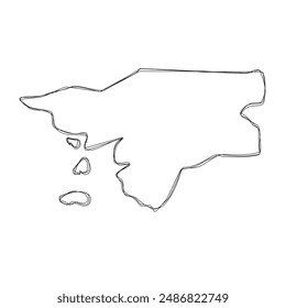 Guinea-Bissau country simplified map.Thin triple pencil sketch outline isolated on white background. Simple vector icon