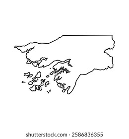 Guinea-Bissau country thin black outline silhouette. Simplified map.