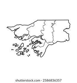 Guinea-Bissau country thin black outline silhouette. Simplified map.