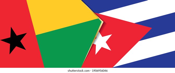 Guinea-Bissau and Cuba flags, two vector flags symbol of relationship or confrontation.