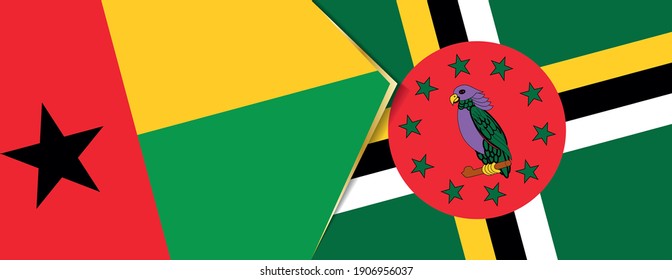 Guinea-Bissau and Dominica flags, two vector flags symbol of relationship or confrontation.