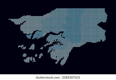 Guinea-Bissau dotted map. Digital style map of the country on dark background. Guinea-Bissau shape with square dots. Colored dots style. Small size squares. Beautiful vector illustration.