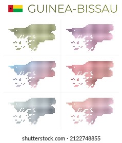 Guinea-Bissau dotted map set. Map of Guinea-Bissau in dotted style. Borders of the country filled with beautiful smooth gradient circles. Creative vector illustration.