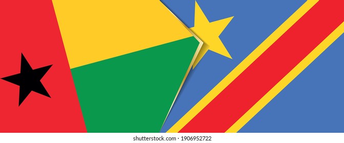 Guinea-Bissau and DR Congo flags, two vector flags symbol of relationship or confrontation.