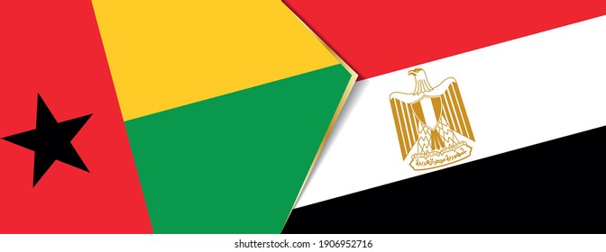 Guinea-Bissau and Egypt flags, two vector flags symbol of relationship or confrontation.