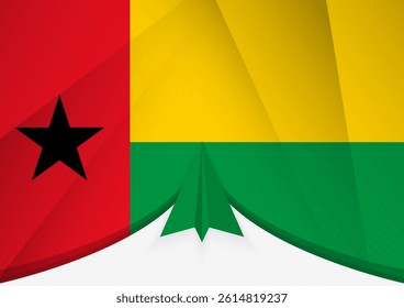 Guinea-Bissau Flag with Abstract Paper Airplane Design, National Flag in a geometric folded paper style. Vector illustration.