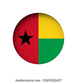 Guinea-Bissau flag - behind the cut circle paper hole with inner shadow.