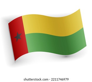 Guinea-Bissau flag bended and lying on white background