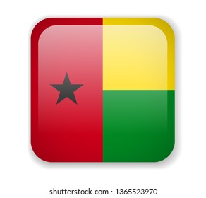Guinea-Bissau Flag. Bright Square Icon. Vector Illustration