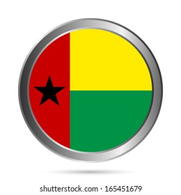 Guinea-Bissau flag button on a white background. Vector illustration.