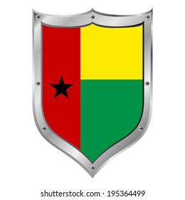 Guinea-Bissau flag button on a white background. Vector illustration.