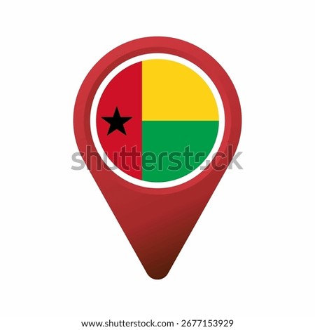 GuineaBissau flag displayed inside a red map pointer flat illustration