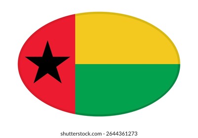 Guinea-Bissau flag ellipse shaped. vector	