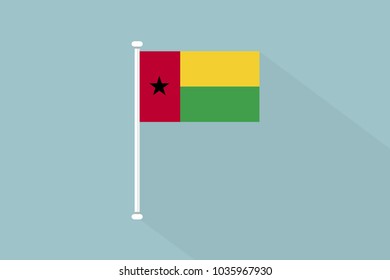 Guinea-Bissau flag with flagpole,vector illustration