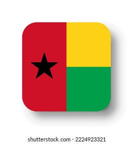 Guinea-Bissau flag - flat vector square with rounded corners and dropped shadow.