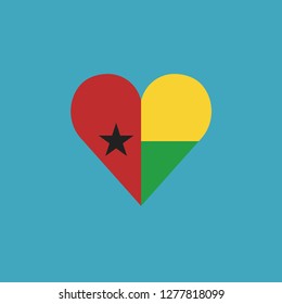 Guinea-Bissau flag icon in a heart shape in flat design. Independence day or National day holiday concept.