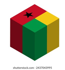 Guinea-Bissau flag - isometric 3D cube isolated on white background. Vector object.