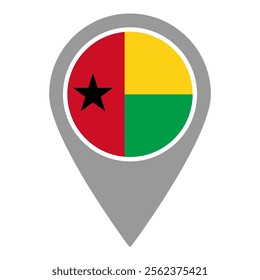 Guinea-Bissau flag location pin, flag application, Flag on Location Pin, graphic design, map pointer, vector illustration.