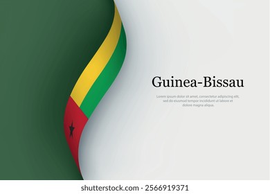 Guinea-Bissau flag on Waving ribbon. Template for independence day