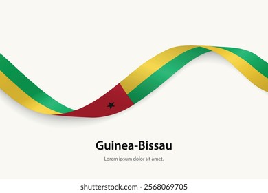 Guinea-Bissau flag on Waving ribbon. Template for independence day