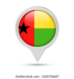 Guinea-Bissau Flag Round Pin Vector Icon - Illustration