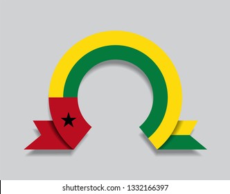 Guinea-Bissau flag rounded ribbon abstract background. Vector illustration.